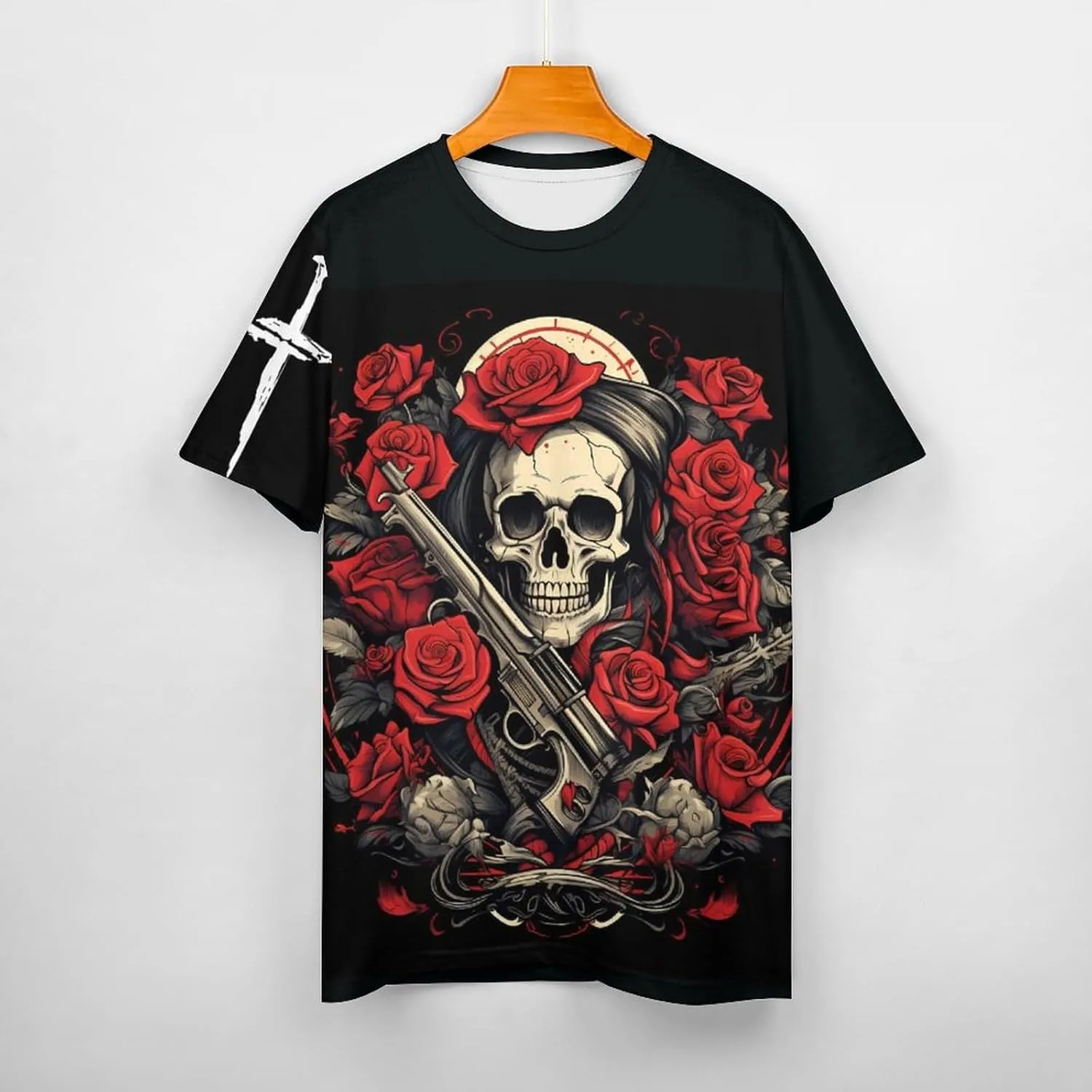 Mens Skull T-Shirts Slim Fit Qucik Dry Short Sleeve 3D Skull Graphic Print Summer Streetwear Tees