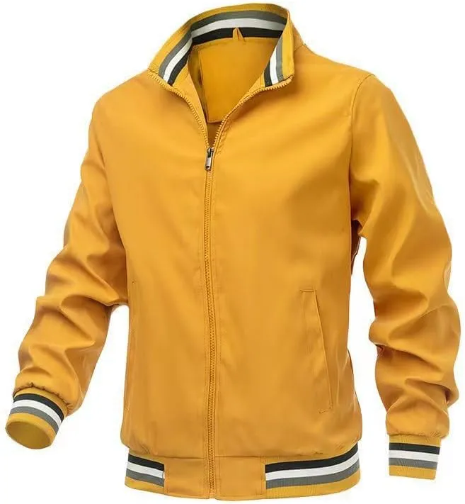 Men's Solid Color Cardigan Jacket Thin Athletic Casual Coats Lightweight Casual Softshell Windproof Windbreakers