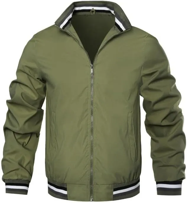 Men's Solid Color Cardigan Jacket Thin Athletic Casual Coats Lightweight Casual Softshell Windproof Windbreakers
