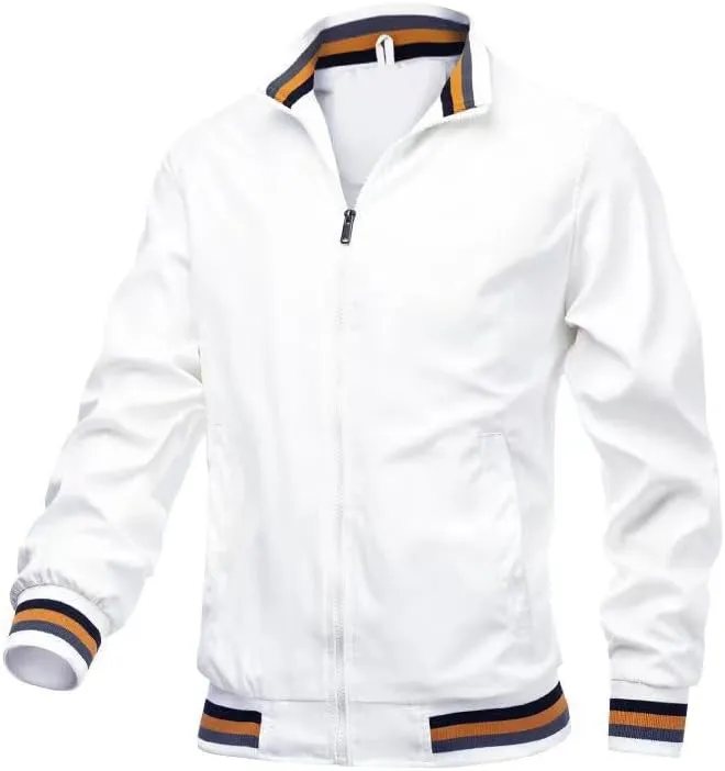 Men's Solid Color Cardigan Jacket Thin Athletic Casual Coats Lightweight Casual Softshell Windproof Windbreakers