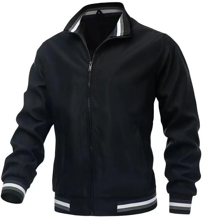 Men's Solid Color Cardigan Jacket Thin Athletic Casual Coats Lightweight Casual Softshell Windproof Windbreakers