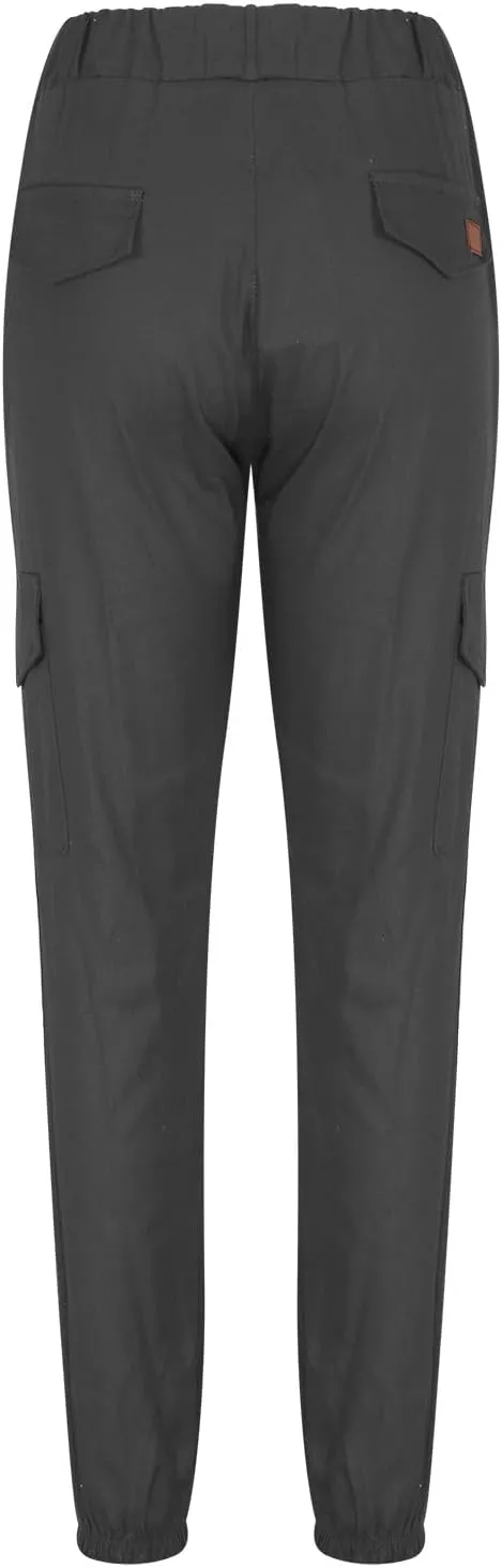 Men's Solid Color Drawstring Cargo Pants Casual Slim Fit Sports Pants Fashion Joggers Trousers with Pockets