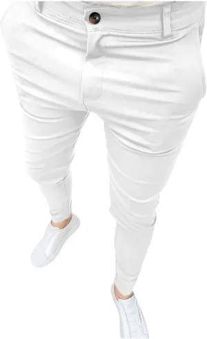 Men's Stretch Dress Pants Slim Fit Business Casual Suit Pants Work Golf Pants with Pockets