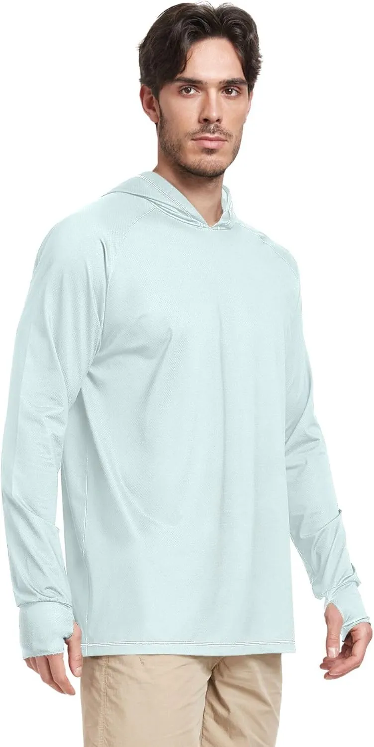 Mens Sun Hoodie Shirts UV Protection Long Sleeve Sun Shirt with Hood UPF 50  Lightweight UV Rashguard for Men Swim Shirt
