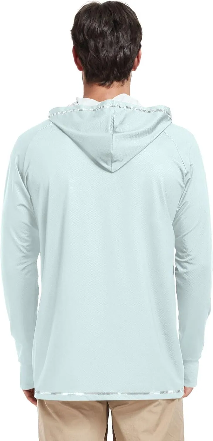 Mens Sun Hoodie Shirts UV Protection Long Sleeve Sun Shirt with Hood UPF 50  Lightweight UV Rashguard for Men Swim Shirt