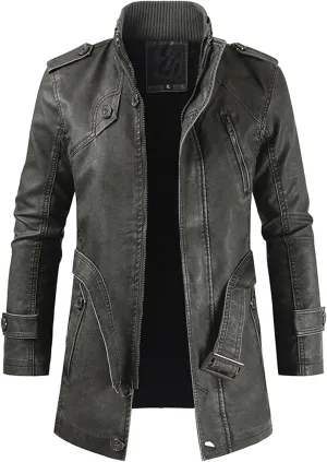 Men`s Vintage Label Collar Denim Jeans Jacket Trench Coat Three Button Business Blazer Jacket with Pockets