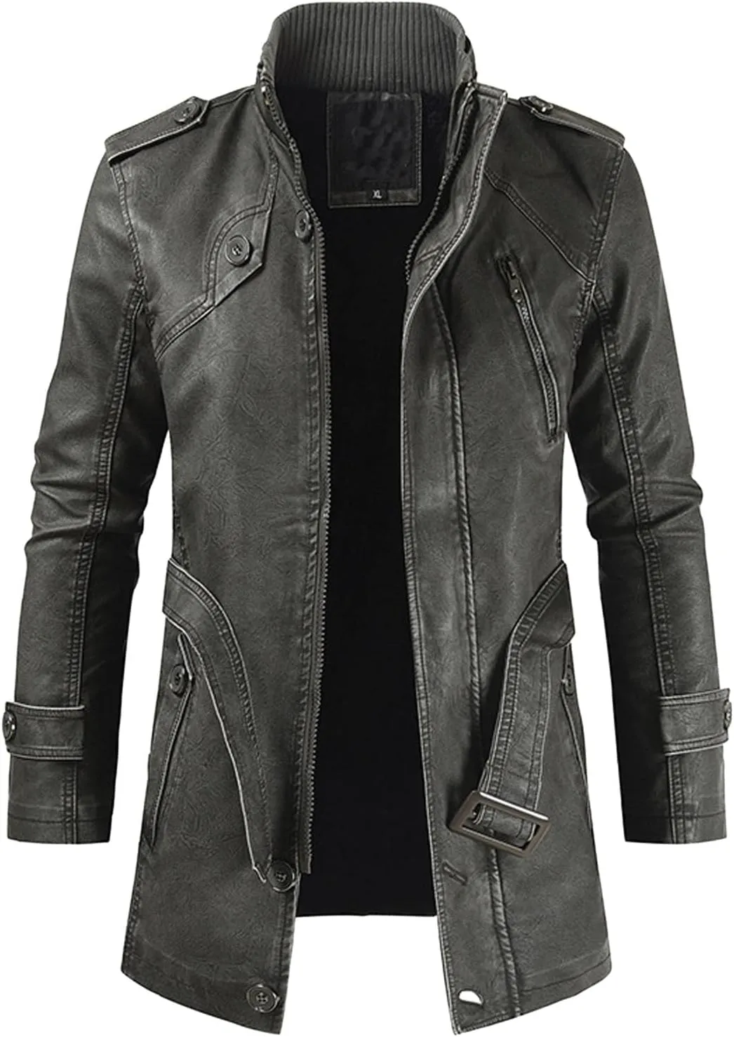 Men`s Vintage Label Collar Denim Jeans Jacket Trench Coat Three Button Business Blazer Jacket with Pockets