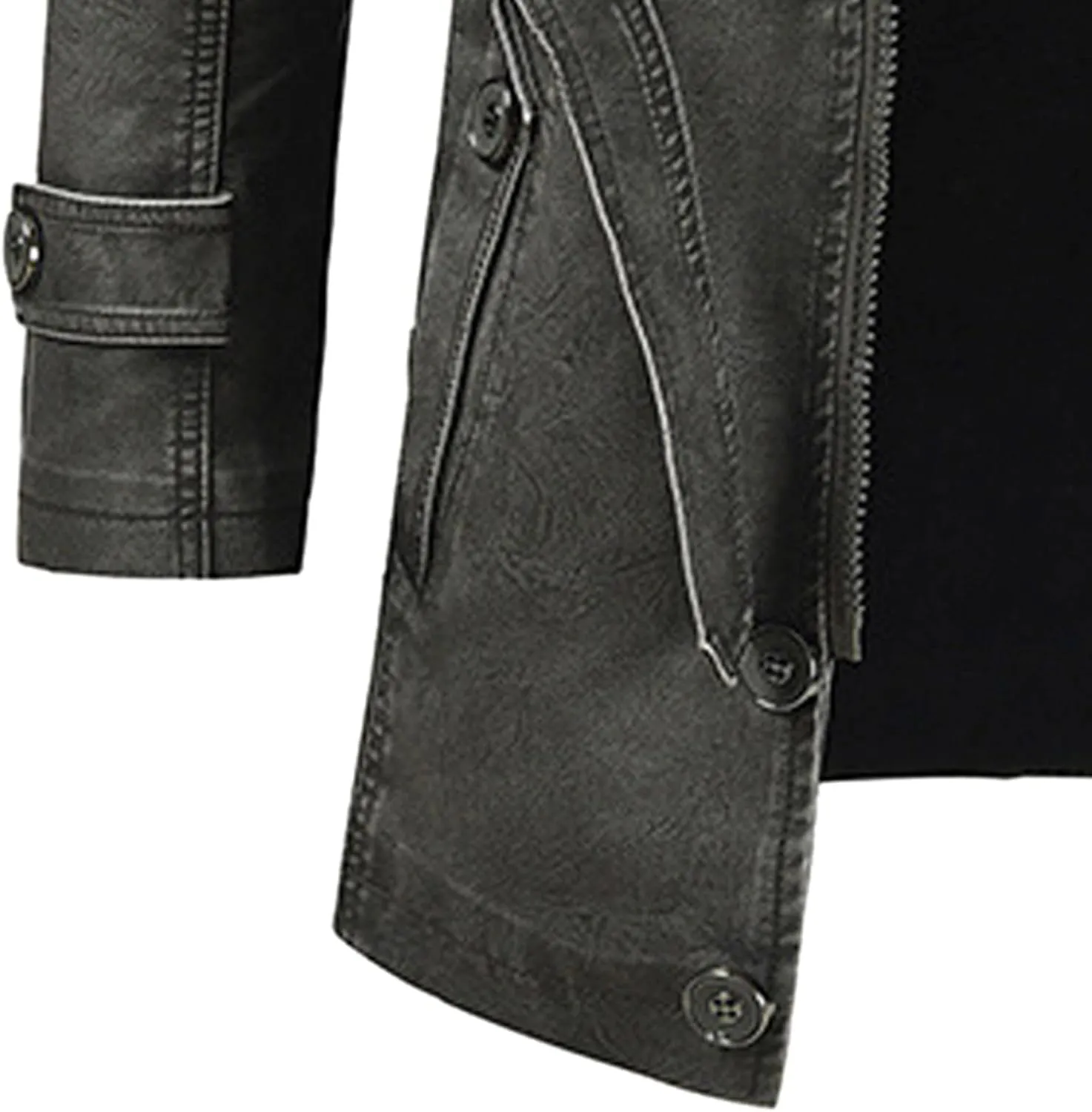 Men`s Vintage Label Collar Denim Jeans Jacket Trench Coat Three Button Business Blazer Jacket with Pockets