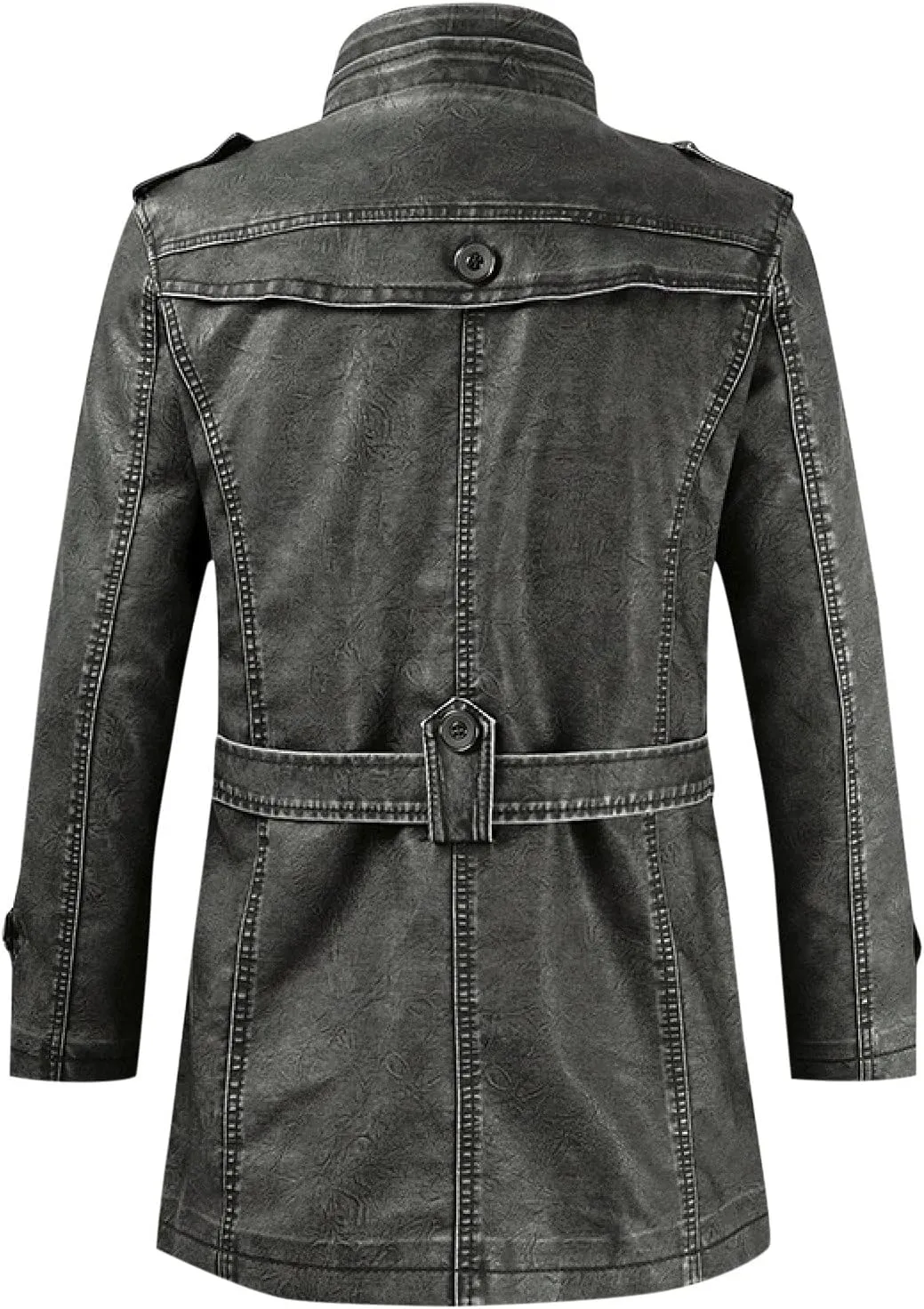 Men`s Vintage Label Collar Denim Jeans Jacket Trench Coat Three Button Business Blazer Jacket with Pockets