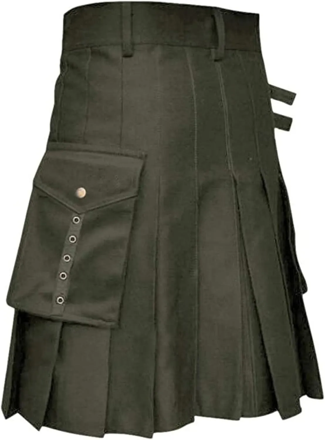 Mens Vintage Scottish Pleated Kilt Irish Highland Hybrid Kilts with Kendo Pocket Retro Medieval Steampunk Utility Skirt