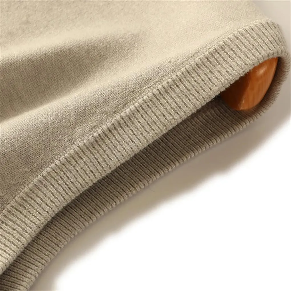 Men's Wool Knitted Vest V-Neck Solid Color Soft Warm Vest Sweater Sleeveless Pullover Sweater