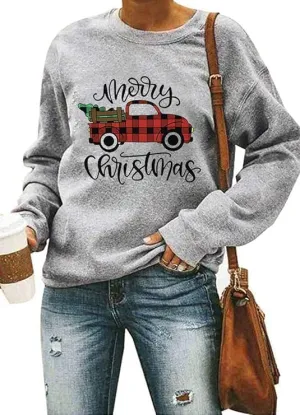 Merry Christmas Shirts for Women Merry and Bright Sweatshirts Xmas Tree Gnomes Graphic Tee Winter Snowman Fleece Top