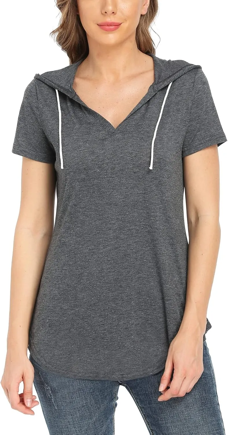 MISS MOLY Hoodies For Women Lightweight Long Sleeve V Neck Tunic Tops Drawstring Loose Fit Tee Shirts Sweatshirts