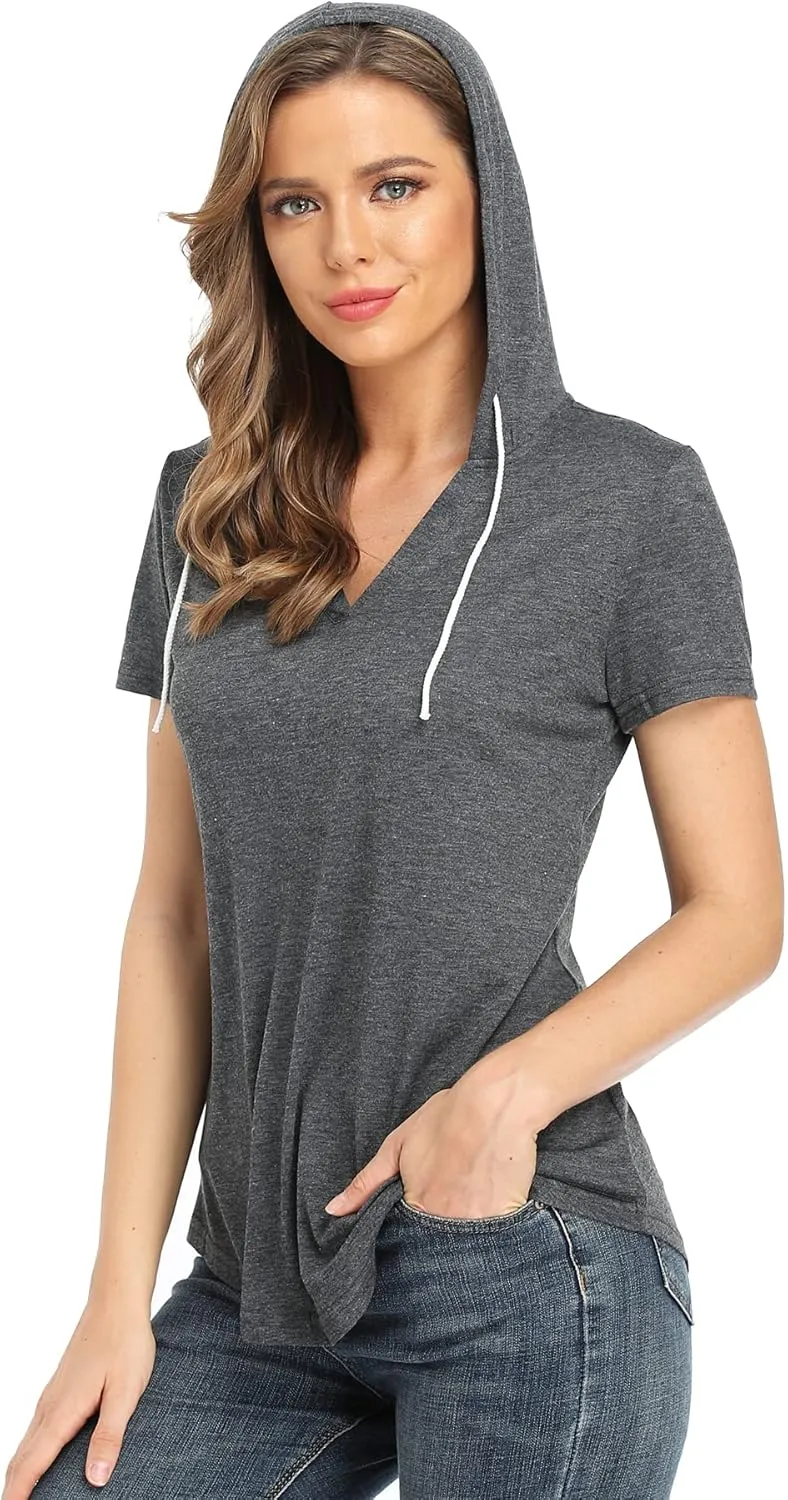 MISS MOLY Hoodies For Women Lightweight Long Sleeve V Neck Tunic Tops Drawstring Loose Fit Tee Shirts Sweatshirts