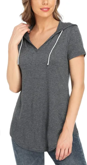 MISS MOLY Hoodies For Women Lightweight Long Sleeve V Neck Tunic Tops Drawstring Loose Fit Tee Shirts Sweatshirts
