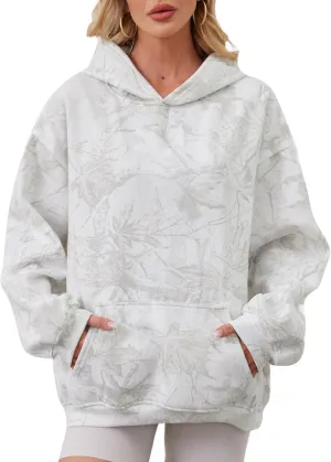 MISSACTIVER Camo Oversized Hoodies For Women Men Long Sleeve Fleece Hooded Sweatshirt Drop Shoulder Pullover With Pocket