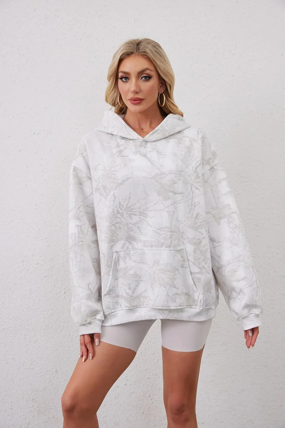 MISSACTIVER Camo Oversized Hoodies For Women Men Long Sleeve Fleece Hooded Sweatshirt Drop Shoulder Pullover With Pocket