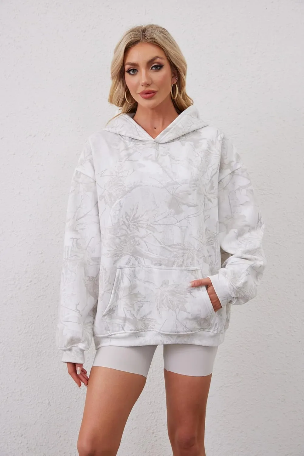 MISSACTIVER Camo Oversized Hoodies For Women Men Long Sleeve Fleece Hooded Sweatshirt Drop Shoulder Pullover With Pocket