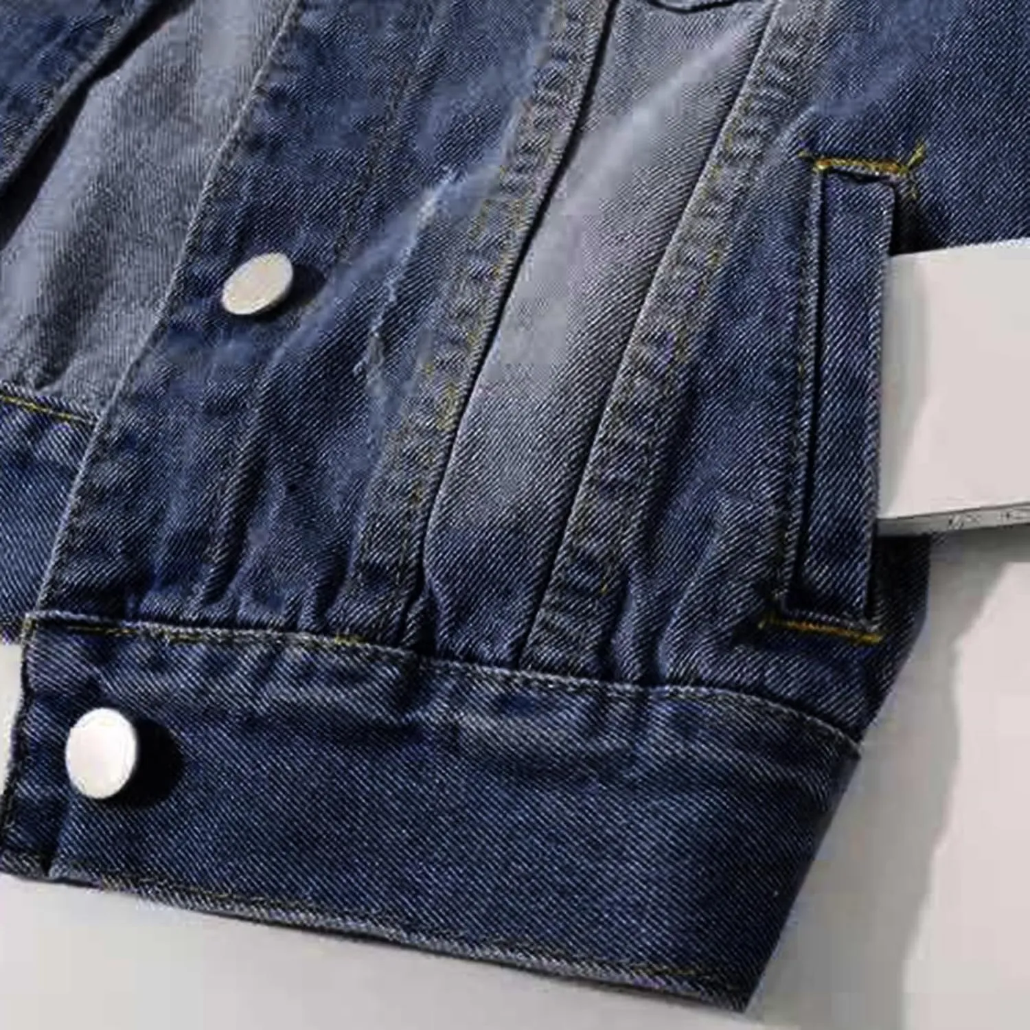 Miyaomn Womens 3/4 Sleeve Short Denim Jacket Lapel Collared Button Down Cropped Jean Jackets Pockets Casual Work Trucker Coat