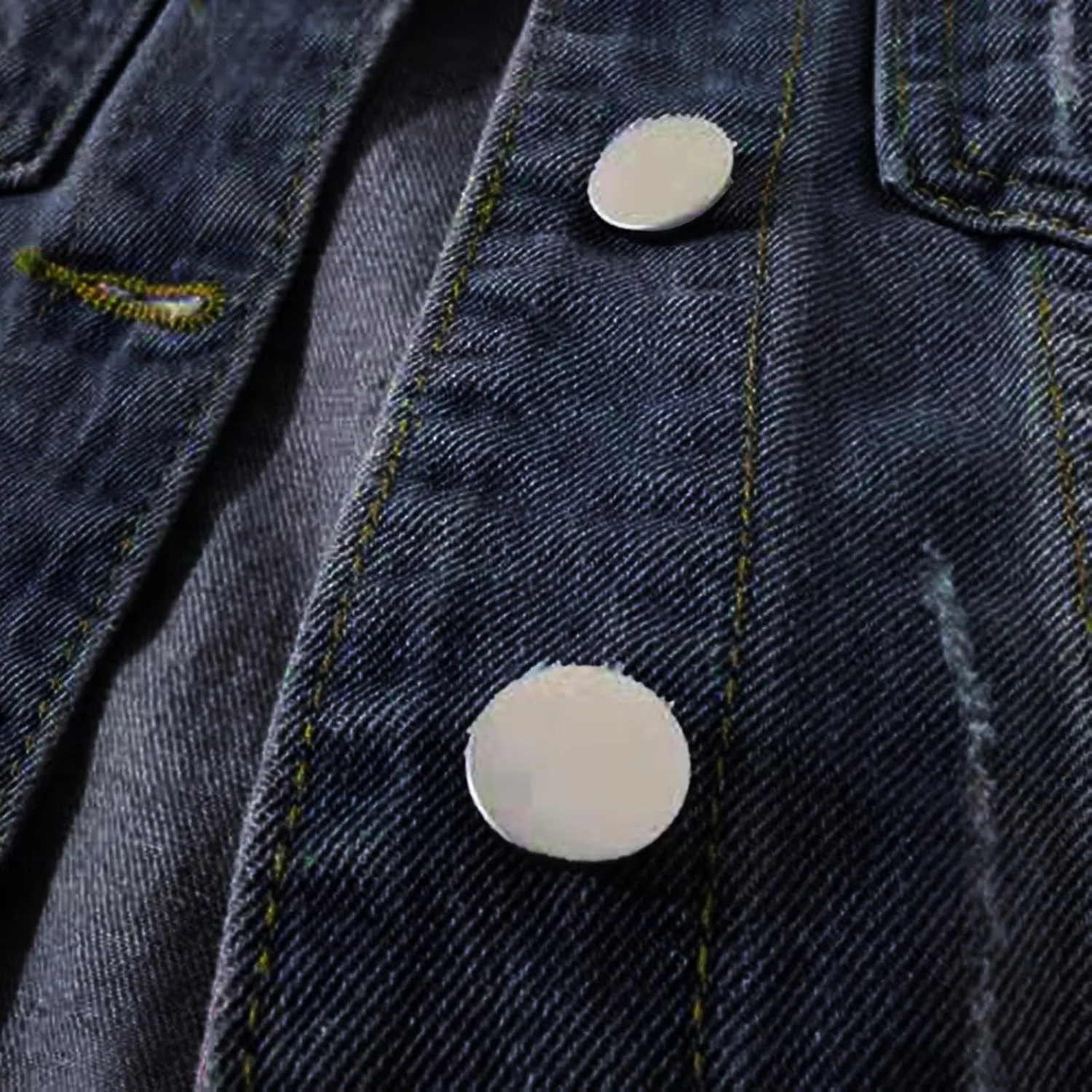 Miyaomn Womens 3/4 Sleeve Short Denim Jacket Lapel Collared Button Down Cropped Jean Jackets Pockets Casual Work Trucker Coat