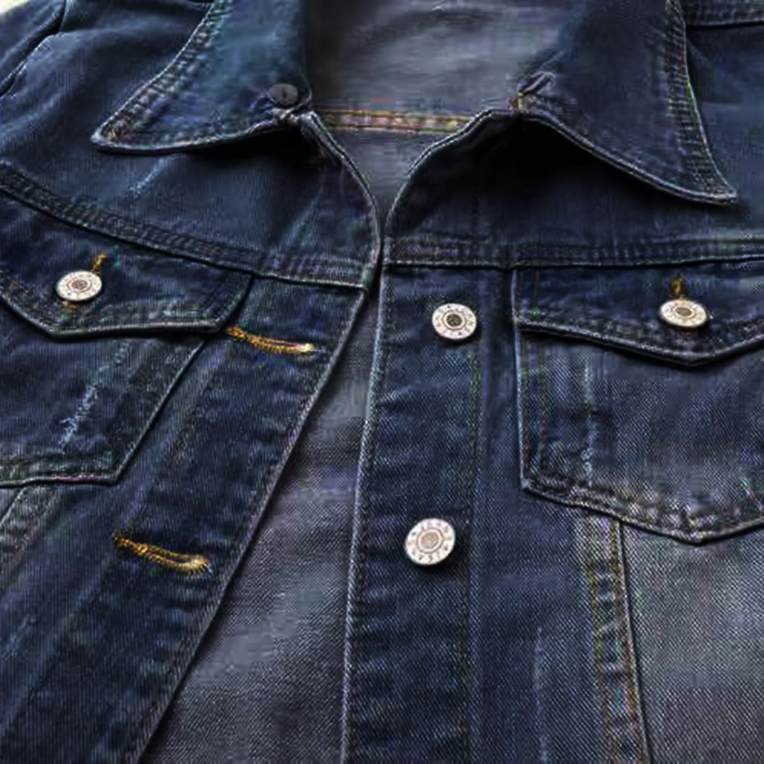 Miyaomn Womens 3/4 Sleeve Short Denim Jacket Lapel Collared Button Down Cropped Jean Jackets Pockets Casual Work Trucker Coat