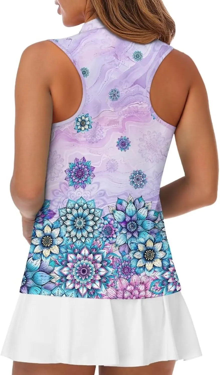 Mumeson Women's Sleeveless Golf Tennis Shirts for Women, Collared Lightweight Zip Up Dry Fit Workout Tank Tops Athletic Shirt
