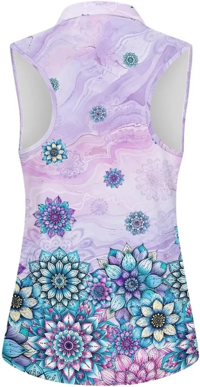 Mumeson Women's Sleeveless Golf Tennis Shirts for Women, Collared Lightweight Zip Up Dry Fit Workout Tank Tops Athletic Shirt