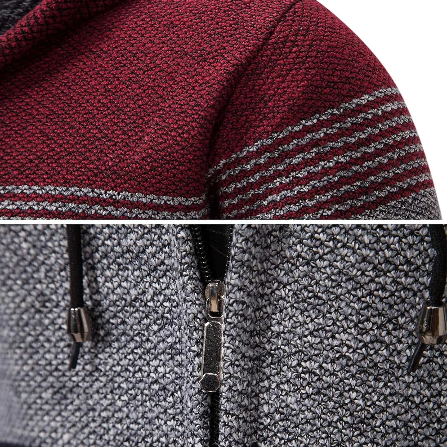 Mylldey Mens Hoodies Knit Sweater, Full Zip Fleece Lined Cardigan Sweaters Casual Regular Fit Knit Hooded Men Sweater Jacket