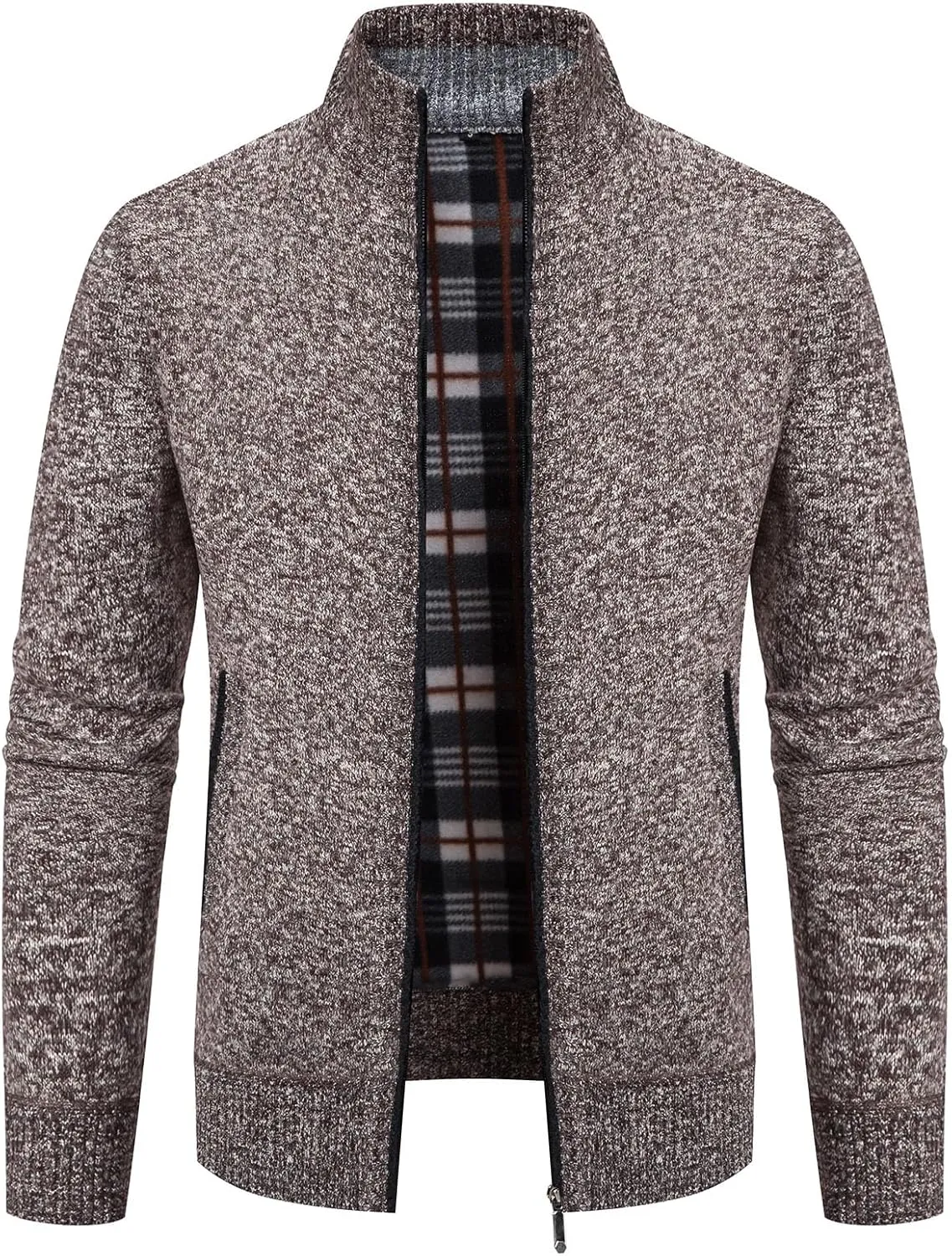 Mylldey Mens Sweater Cardigan Full Zip Knitted Long Sleeve Sweaters Men Workout Outfits
