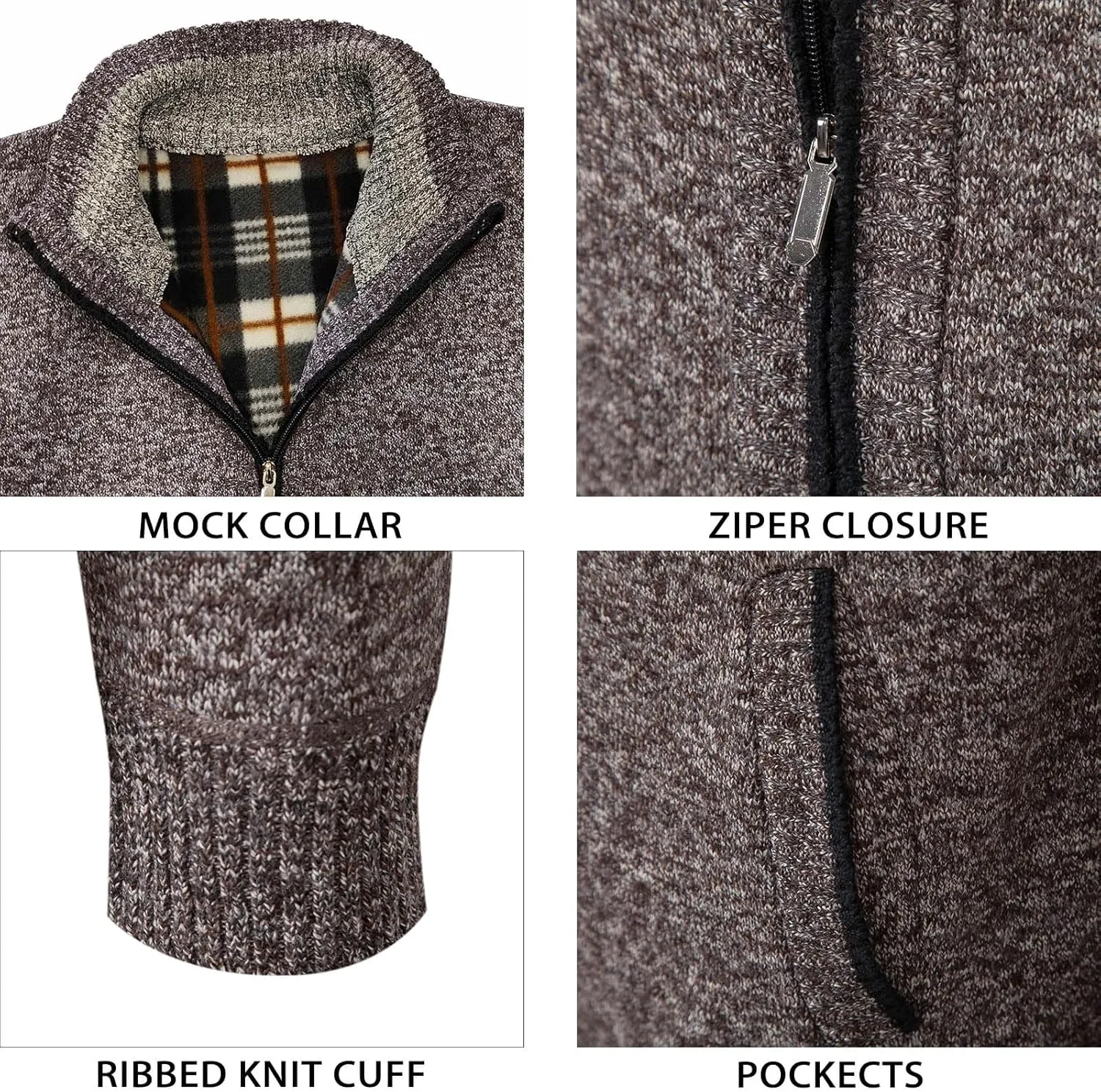Mylldey Mens Sweater Cardigan Full Zip Knitted Long Sleeve Sweaters Men Workout Outfits