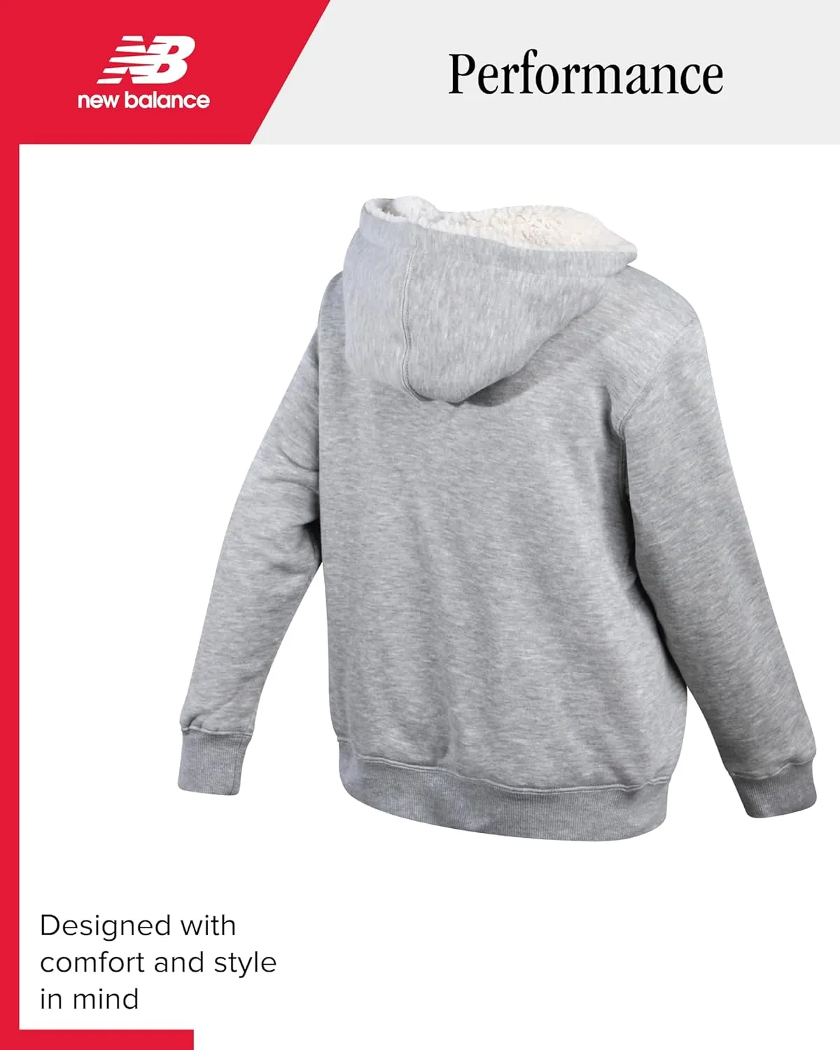 New Balance Boys' Sweatshirt - Soft Fleece Full Zip Up Sherpa-Lined Hoodies for Boys - Cozy Boys Hooded Sweatshirts (8-20)