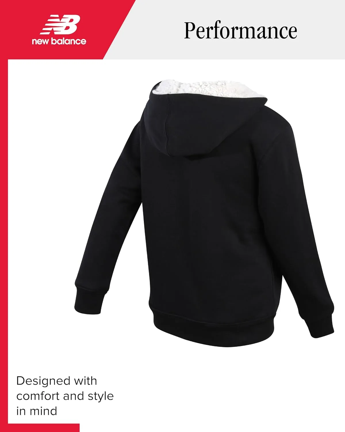 New Balance Boys' Sweatshirt - Soft Fleece Full Zip Up Sherpa-Lined Hoodies for Boys - Cozy Boys Hooded Sweatshirts (8-20)