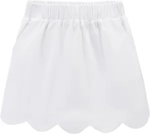 Noomelfish Girls Scalloped Uniform Skirts Stretch Cute School Skort with Pockets (5-12 Years)