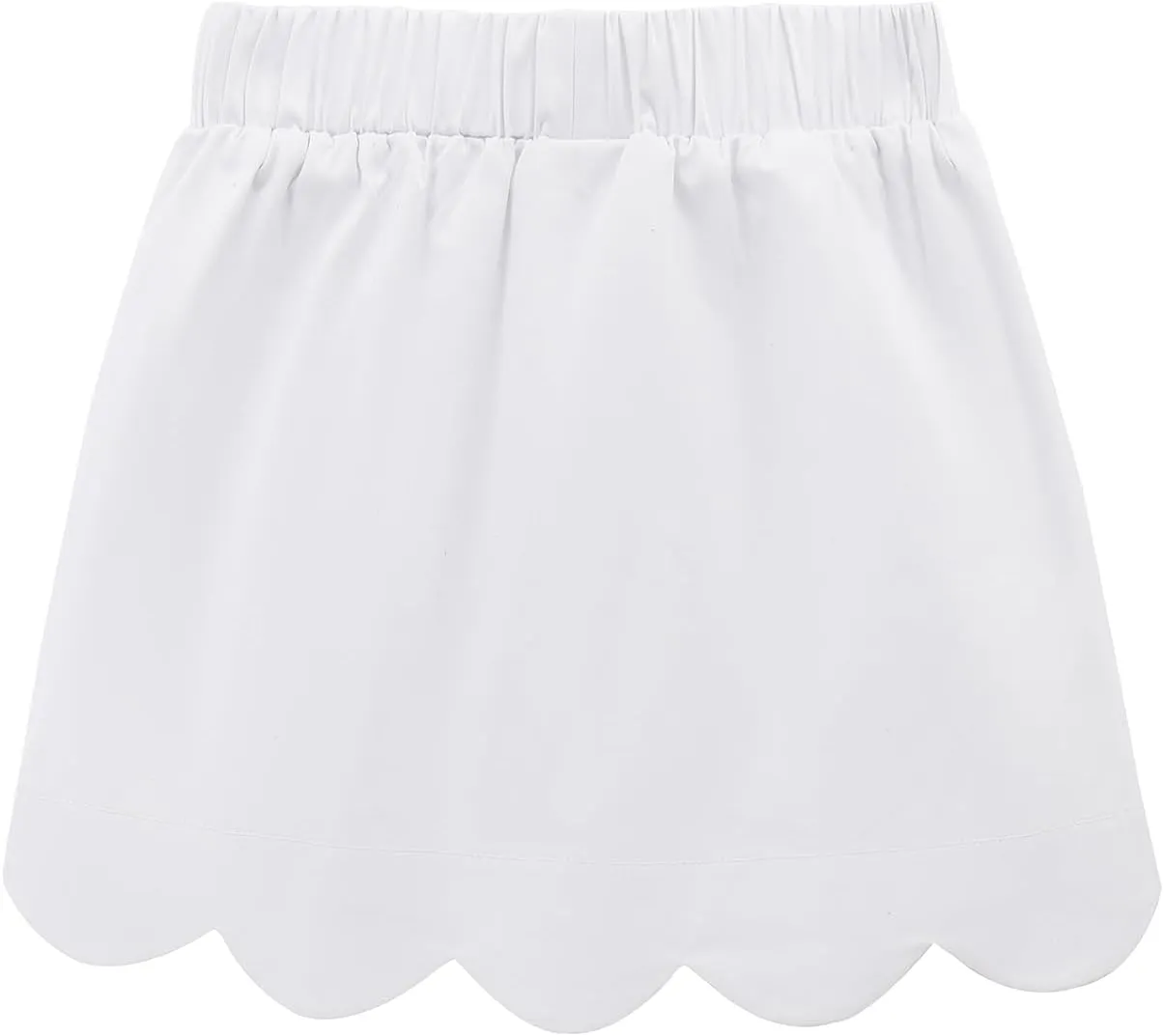 Noomelfish Girls Scalloped Uniform Skirts Stretch Cute School Skort with Pockets (5-12 Years)