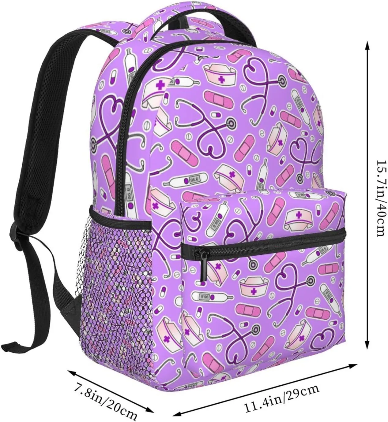 Nurse Print Purple Backpack Laptop Backpack Sports Travel Shoulder bag Light casual backpack