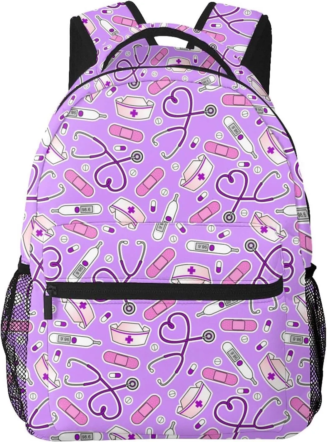 Nurse Print Purple Backpack Laptop Backpack Sports Travel Shoulder bag Light casual backpack