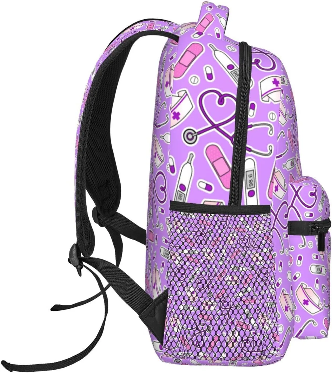 Nurse Print Purple Backpack Laptop Backpack Sports Travel Shoulder bag Light casual backpack