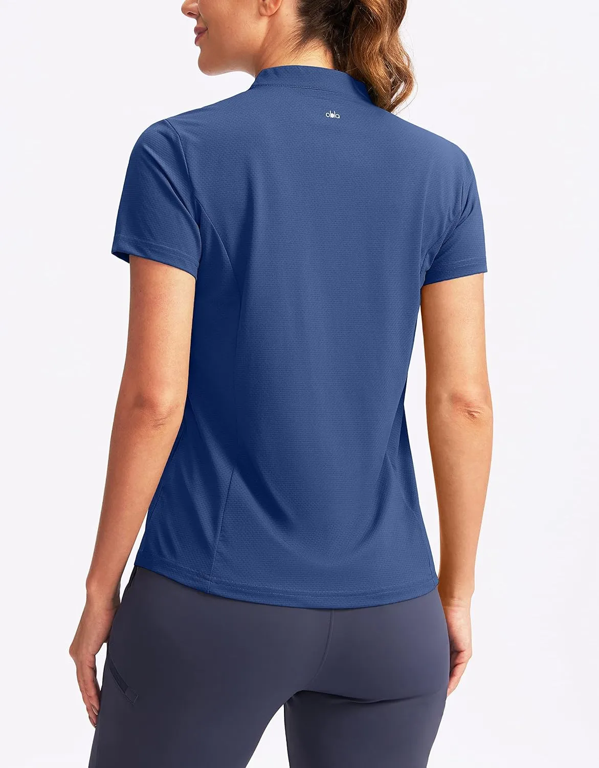 Obla Women's Golf Polo Shirt V-Neck Short Sleeve Collarless Quick Dry Tennis Running T Shirt Golf Tops for Women
