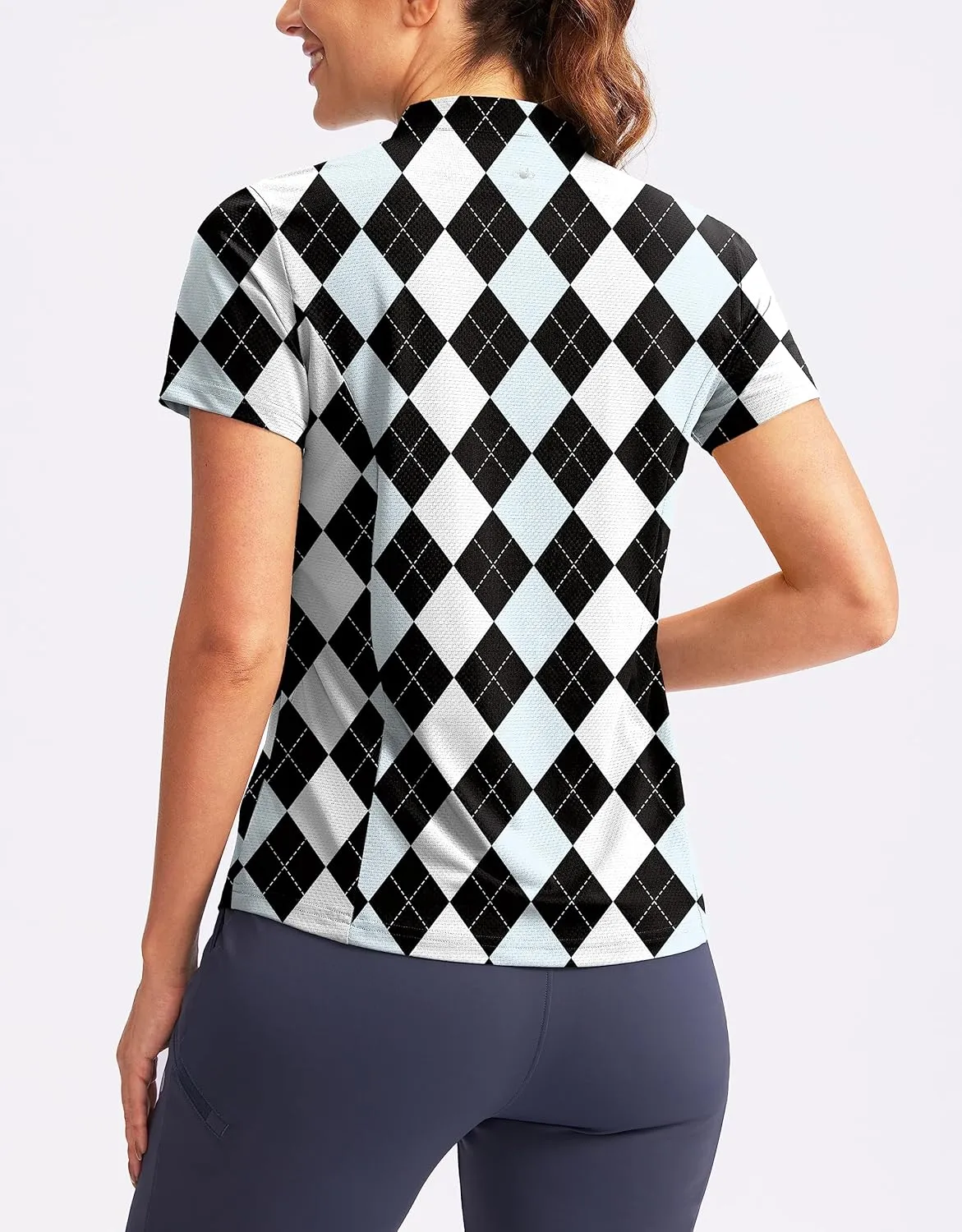 Obla Women's Golf Polo Shirt V-Neck Short Sleeve Collarless Quick Dry Tennis Running T Shirt Golf Tops for Women