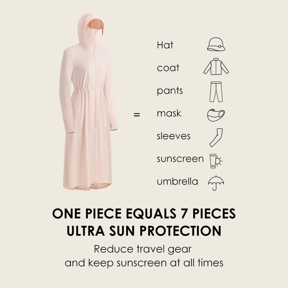 OHRAIN Long Sleeve Sun Skin Coat for Women UPF 50  UV Protection Long Hoodide Full Zip Cooling Trench Outdoor Hiking SLC3M384