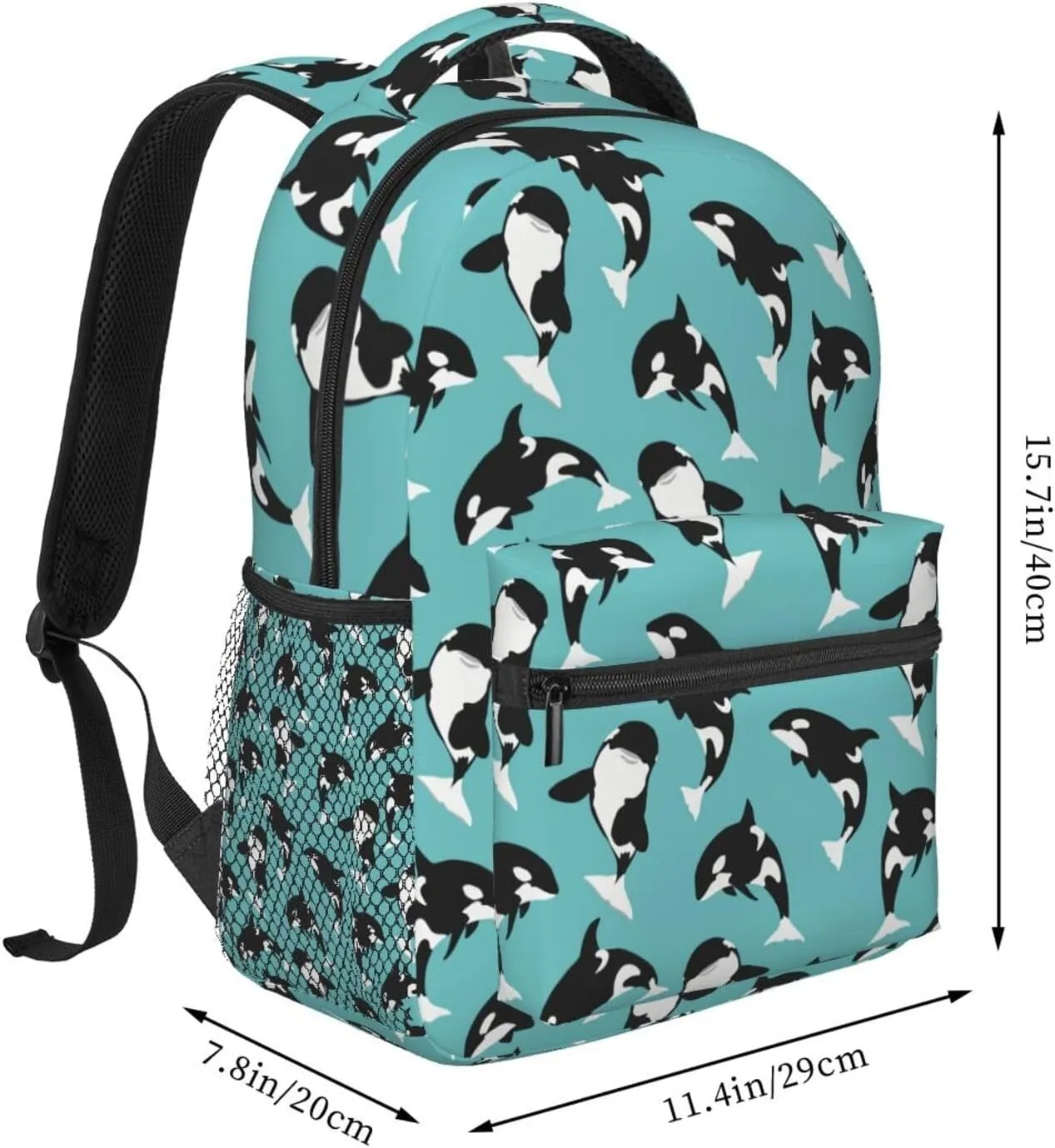 Orca Killer Whale Sea Life Durable Backpack Laptop Backpack Sports Travel Shoulder bag Light casual backpack