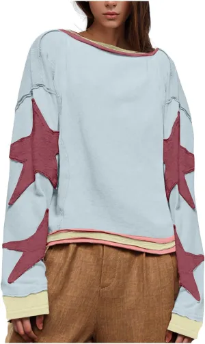 Oversized Graphic Sweatshirt for Women Vintage Crewneck Pullover Tops Long Sleeve Casual Fall Clothes Y2k Outfits