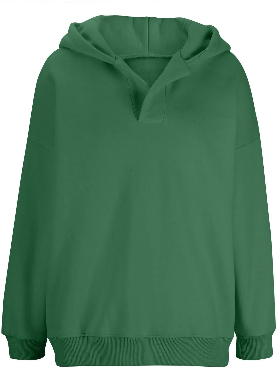 Oversized Hoodie for Women Casual Long Sleeve Pullover Solid Sweatshirt Streetwear Ribbed Fall Winter Top Athleisure