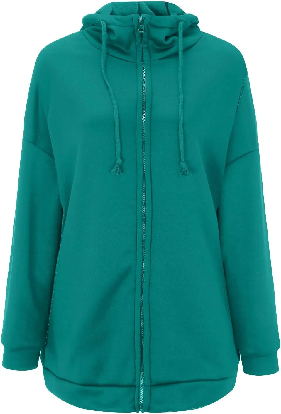 Oversized Hoodies for Women Fall Zip up Hooded Sweatshirts Casual Soild Color Long Fleece Jacket with Pockets