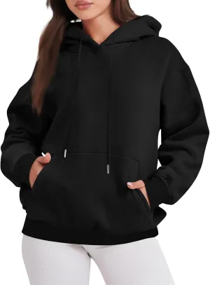 Oversized Hoodies for Women Loose Long Sleeve Crew Neck Sweatshirts Hooded Classic Solid Pullover with Pockets