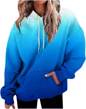 Oversized Hoodies for Women Plus Size Drawstring Sweatshirt with Pocket Loose Pullover Long Sleeve Travel Clothes