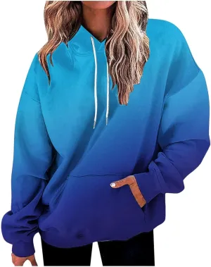 Oversized Hoodies for Women Plus Size Drawstring Sweatshirt with Pocket Loose Pullover Long Sleeve Travel Clothes
