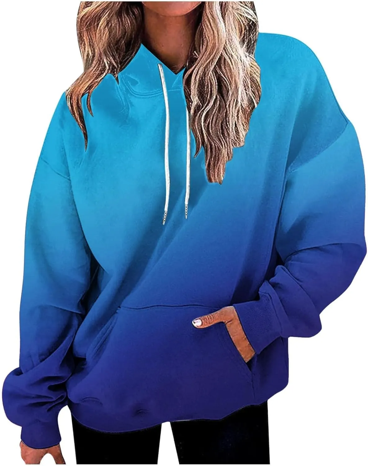 Oversized Hoodies for Women Plus Size Drawstring Sweatshirt with Pocket Loose Pullover Long Sleeve Travel Clothes