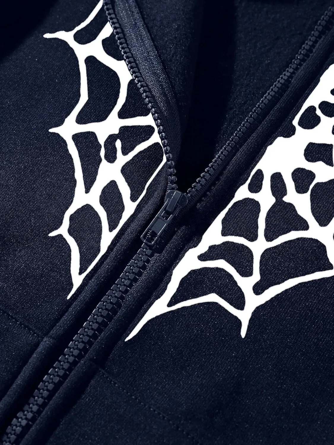 Oversized Y2K Zip Up Hoodie for Women Men Gothic Spider Web Heart Graphic Sweatshirt Punk Harajuku Alt Emo Streetwear