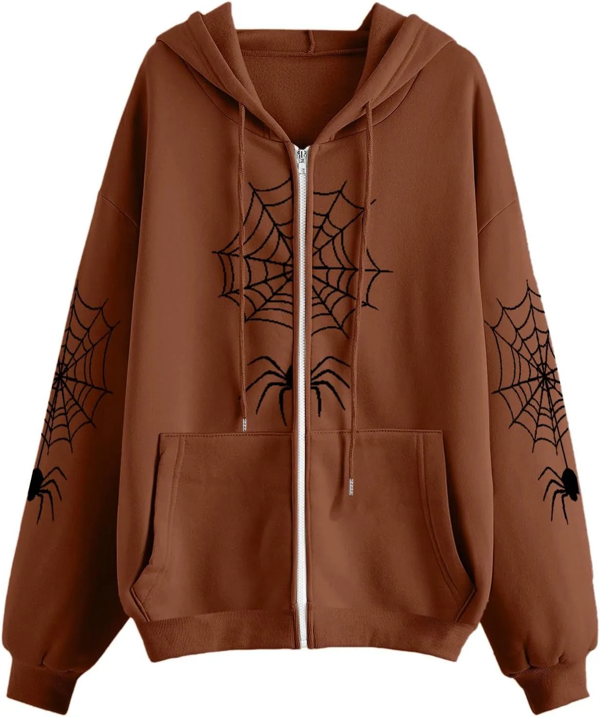 Oversized Zip up Hoodie for Women,Womens Y2k Zip Up Spider Graphic Hoodie,Halloween Rhinestone Oversized Hoodies